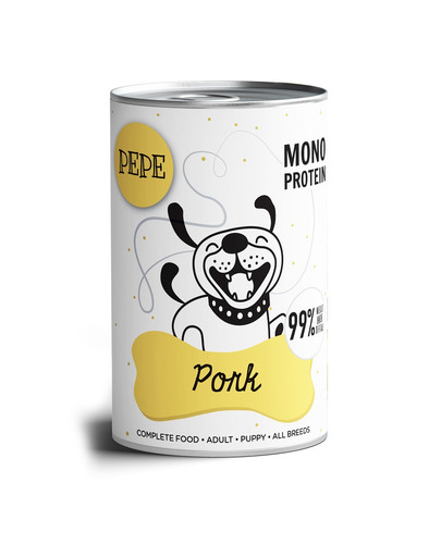 PAKA ZWIERZAKA PEPE Pork 99% (maiale) 400 g di alimento monoproteico