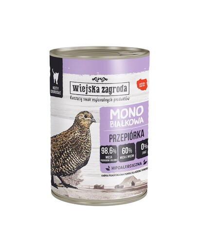 WIEJSKA ZAGRODA Przepiórka monobiałkowa mokra karma dla kota 400g