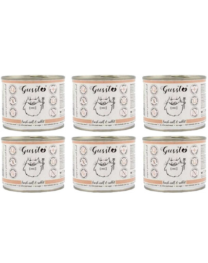 GUSSTO Cat Fresh Calf & Rabbit mokra karma dla kotów cielęcina i królik 6x200 g