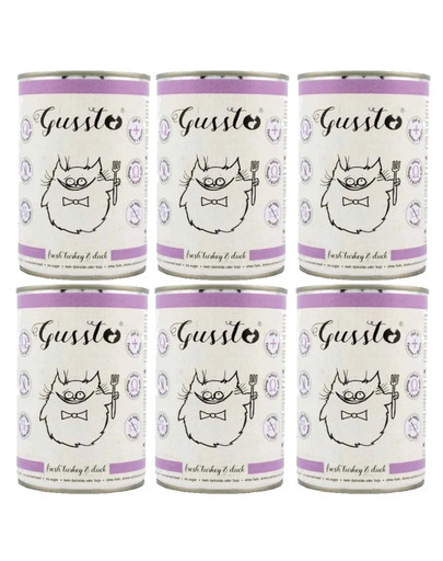 GUSSTO Cat Fresh Turkey & Duck cibo umido per gatti a base di tacchino e anatra 6x400 g