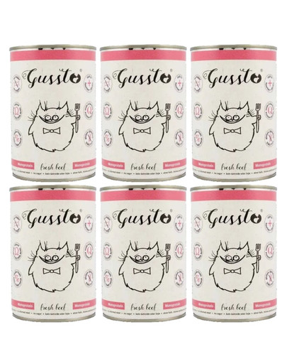 GUSSTO Cat Fresh Beef cibo umido per gatti manzo fresco 6x400 g