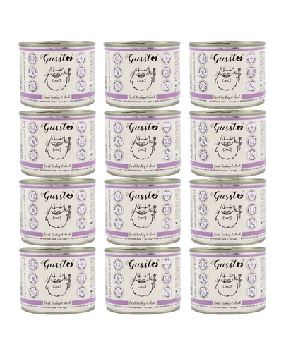 GUSSTO Fresh Turkey & Duck - carne fresca di tacchino con anatra 12x200 g