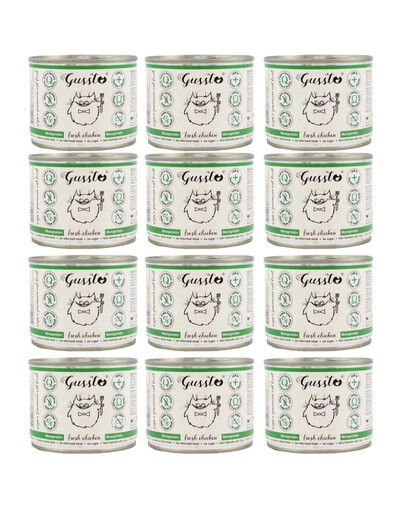 GUSSTO Cat Fresh Chicken mokra karma dla kotów świeży kurczak 12x200 g