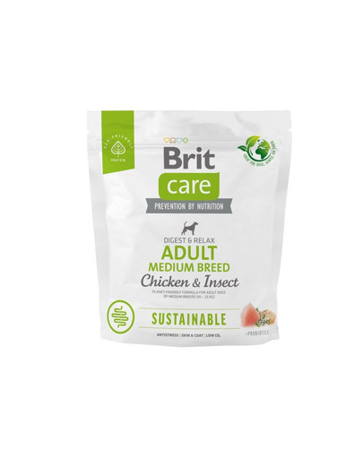BRIT CARE Sustainable Adult Medium breed chicken insekt per cani adulti di razza media con pollo e insetti 1 kg