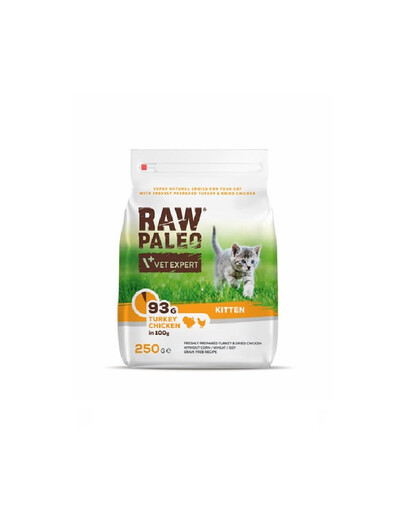 VETEXPERT Raw Paleo Kitten Turkey&Chicken dla kociąt indyk, kurczak 250 g