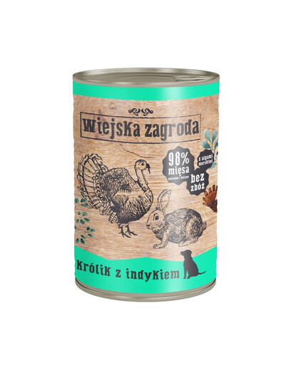 WIEJSKA ZAGRODA Królik z indykiem 400 g bezzbożowa karma dla psa