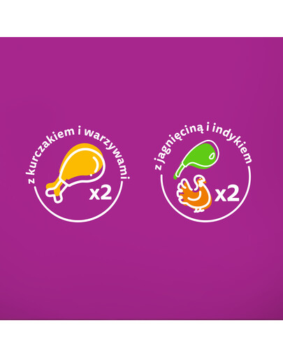 WHISKAS Tasty Mix Kremowe Wariacje z kurczakiem, jagnięciną i indykiem w sosie 4x85g