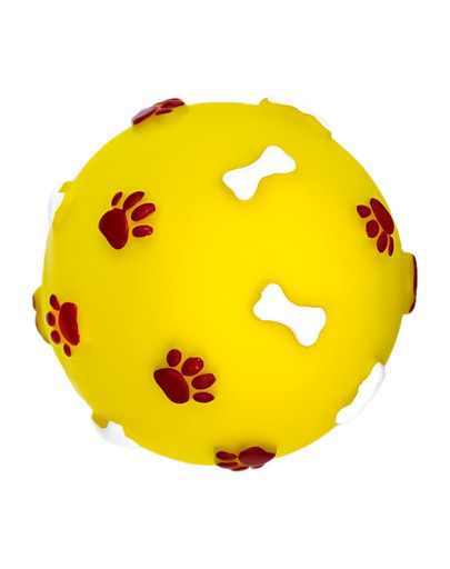 PET NOVA DOG LIFE STYLE Palla con motivo a zampe e ossa 7,5 cm giallo