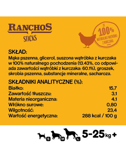 PEDIGREE Ranchos Sticks 60 g crocchette per cani al fegato di pollo