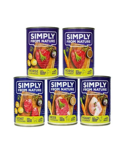 SIMPLY FROM NATURE Mokra karma dla psa mix smaków 5 x 400g