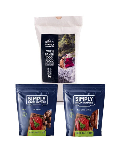 SIMPLY FROM NATURE Wypiekana w piecu karma z koniną i łososiem 1,2 kg + naturalne przysmaki z koniną