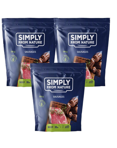 SIMPLY FROM NATURE Naturalne kiełbaski z wołowiną 3 x 200 g