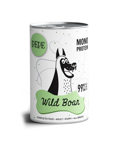 PAKA ZWIERZAKA PEPE Wild Boar 99% (dziczyzna) 6x400 g