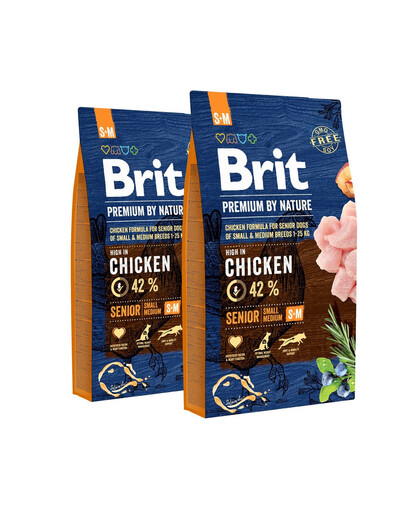 BRIT Premium By Nature Chicken Senior Small Medium S+M 16kg (2 x 8kg)