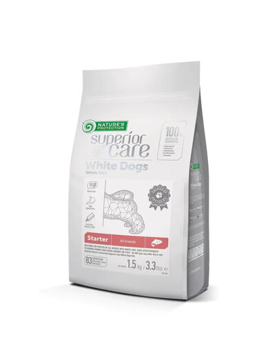 NATURES PROTECTION Superior Care White Dogs Grain Free Salmon Starter All Breeds 1,5kg