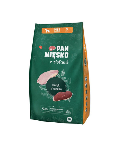 PAN MIĘSKO z ziołami Indyk z kaczką M 20 kg dla ras średnich
