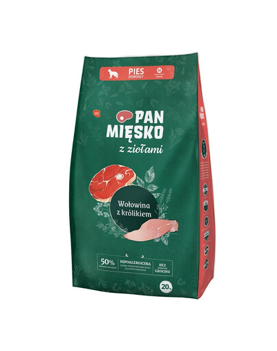 PAN MIĘSKO z ziołami Wołowina z królikiem M 20 kg dla ras średnich