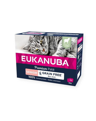 EUKANUBA Grain Free Senior pasztet dla starszych kotów Jagnięcina 12 x 85 g