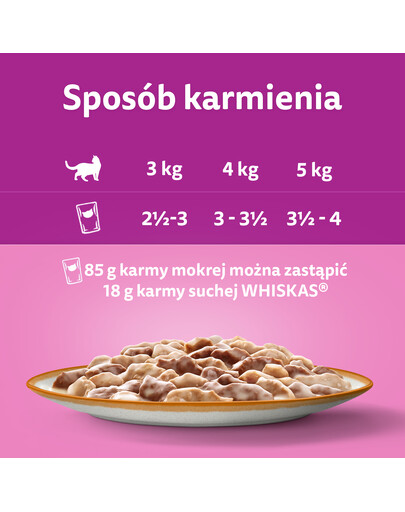 WHISKAS Adult 28x85g cibo umido per gatti adulti in salsa con agnello e tacchino