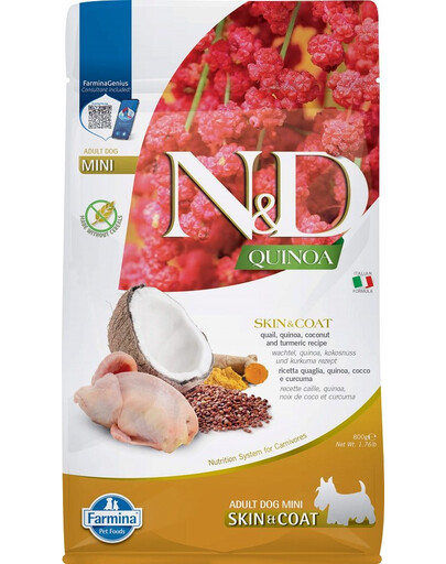 FARMINA N&D Quinoa Skin&Coat Mini Przepiórka & Kokos 800g