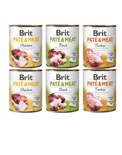 BRIT Pate&Meat Mix smaków z drobiem 6x800 g pasztet dla psów