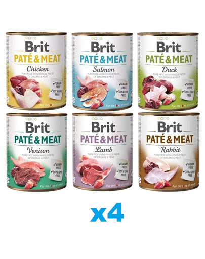 BRIT Pate&Meat Mix smaków 24x800 g pasztet dla psów