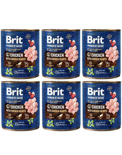 BRIT Premium by Nature chicken, hearts 6 x 800g pollo e cuori