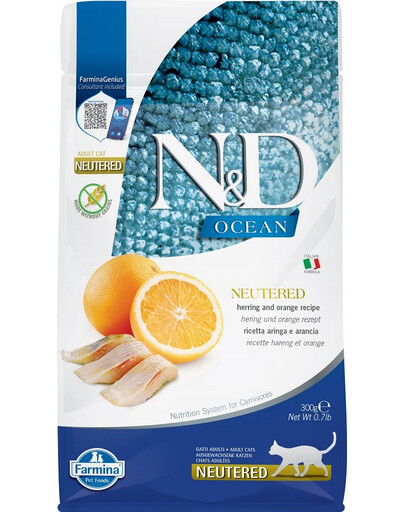 FARMINA N&D Ocean Cat Neutered Adult Herring & Orange 300 g