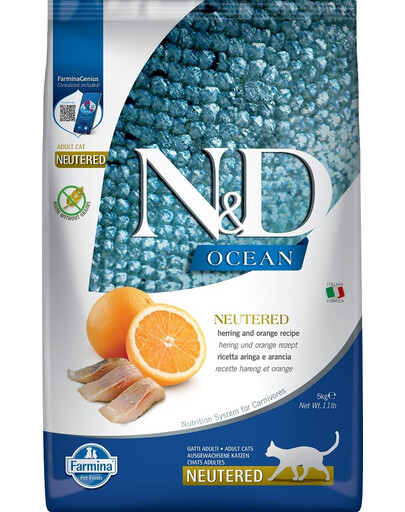 FARMINA N&D Ocean Adult Cat Neutered Herring & Orange 5 kg
