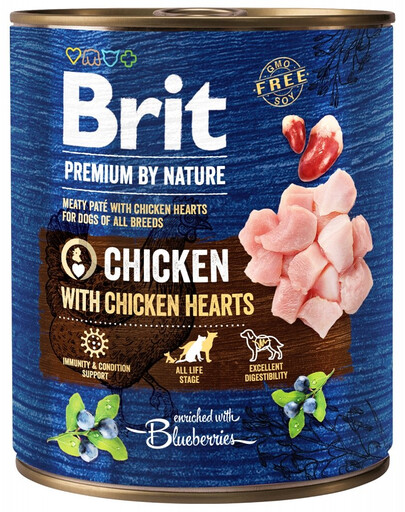 BRIT Premium by Nature chicken, hearts 800g pollo e cuori per cani