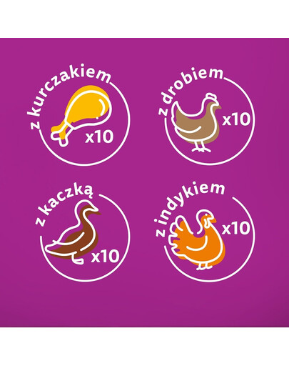 WHISKAS Adult 40x85g Poultry Flavours - cibo umido per gatti in gelatina (pollo, anatra, pollame, tacchino)