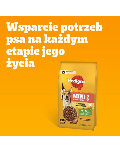 PEDIGREE Adult MINI 500g con pollame e verdure alimento secco completo per cani adulti di piccola taglia