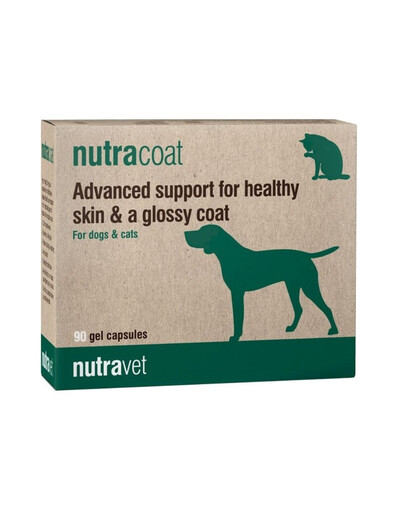 NUTRAVET Nutracoat 90 kapsułek dla zdrowej skóry i sierści psów i kotów