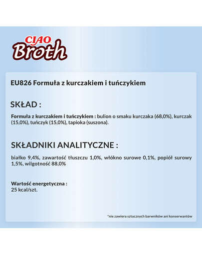 INABA CIAO Broth Bulion z kurczakiem i tuńczykiem dla kotów 40g