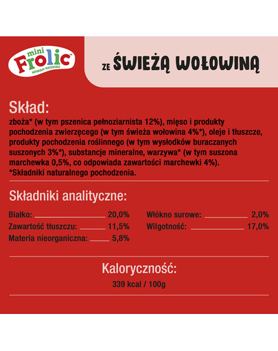 FROLIC Mini Naturally Irresistible 800 g półwilgotna karma dla psów małych ras ze świeżą wołowiną