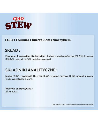 CIAO Stew Potrawka z kurczaka i tuńczyka dla kotów 40 g
