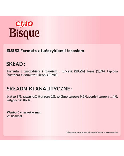 CIAO Bisque Zupa krem z tuńczyka i łososia dla kotów 40g