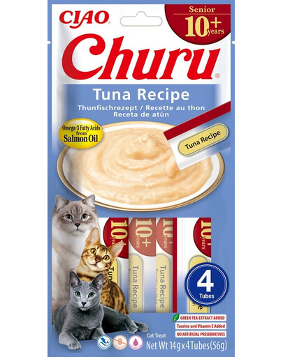 INABA Churu Cat Senior Tuna 4x14g krämig godbit för äldre katter med tonfisksmak
