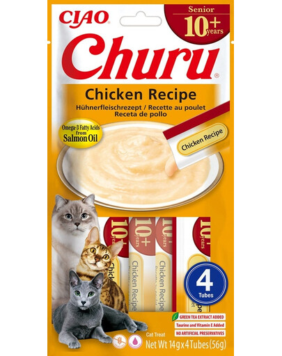 INABA Churu Cat Senior Chicken 4x14g krämig godbit för äldre katter med smak av kyckling