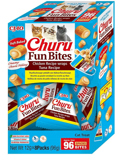 INABA Churu Cat Fun Bites Chicken with Tuna 8x12g wrap med kyckling och tonfisk för katt