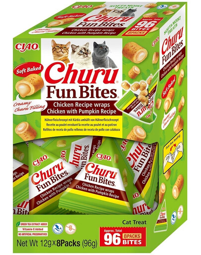 INABA Churu Cat Fun Bites Chicken with Pumpkin 8x12g wrap med kyckling och pumpa för katt