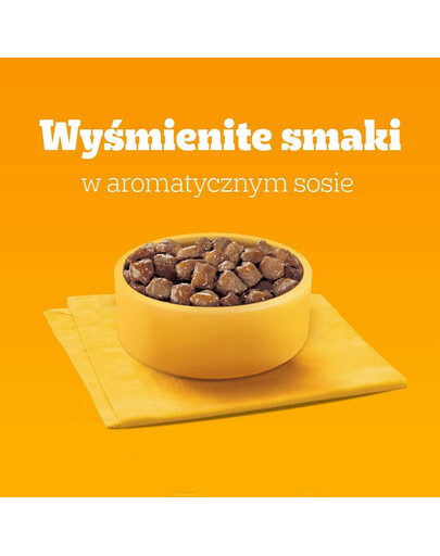 PEDIGREE Adult Vitality+ z warzywami saszetki 4x85 g mokra karma pełnoporcjowa dla dorosłych psów z wołowiną i wątróbką, marchewką i groszkiem, z kurczakiem i ziemniakami, z rybą i marchewką, z drobiem, marchewką i groszkiem w sosie