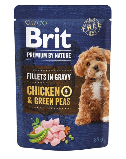 Premium By Nature Dog Fillets in Gravy z kurczakiem i zielonym groszkiem 24x85g