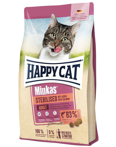 HAPPY CAT Minkas Sterilised Lachs Lax 10 kg torrfoder för steriliserade katter
