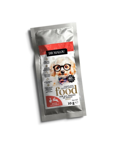 DR MALOU Liofiliserad mat Anka med kanin 10 g torrfoder för hundar
