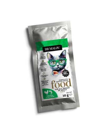 DR MALOU Liofiliserad mat Kyckling med lax 10 g torrfoder för katter