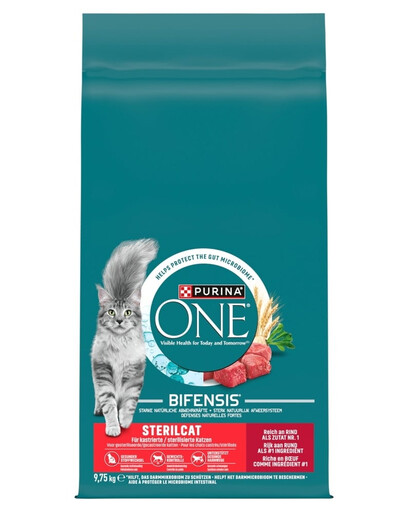 PURINA ONE Sterilcat Rik på nötkött och vete 9,75 kg torrfoder för kastrerade/stelirade katter