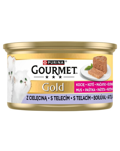 GOURMET Gold Kitten Mousse med kalvkött 85g våtfoder för kattungar