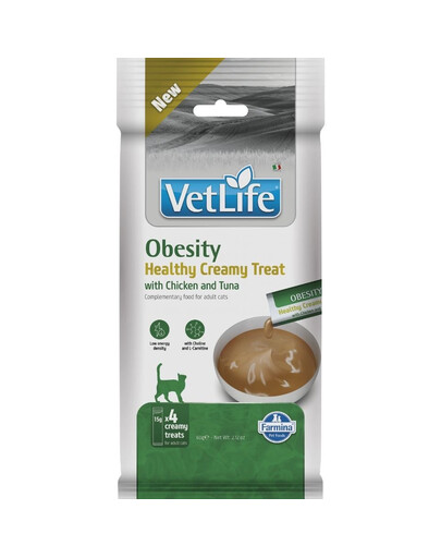 FARMINA Vet Life Cat Obesity Creamy 60 g med kyckling och tonfisk, krämigt godis för överviktiga katter
