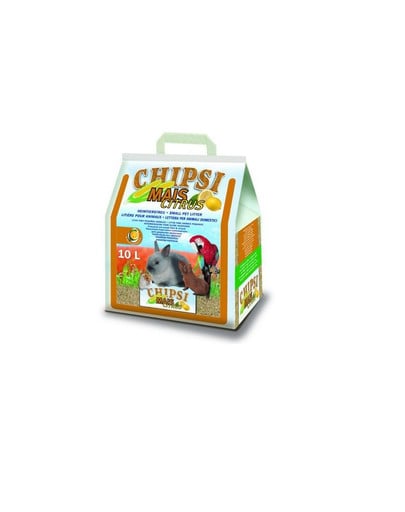 JRS Chipsi mais citrus - 10L/4.6 kg - litière pour rongeurs à base d'épis de maïs - parfum citron